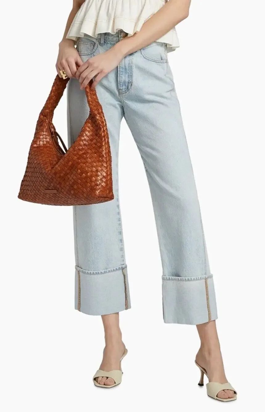 NWT Veronica Beard Dylan High Rise Straight Ankle Jeans Pale Stone sz 29